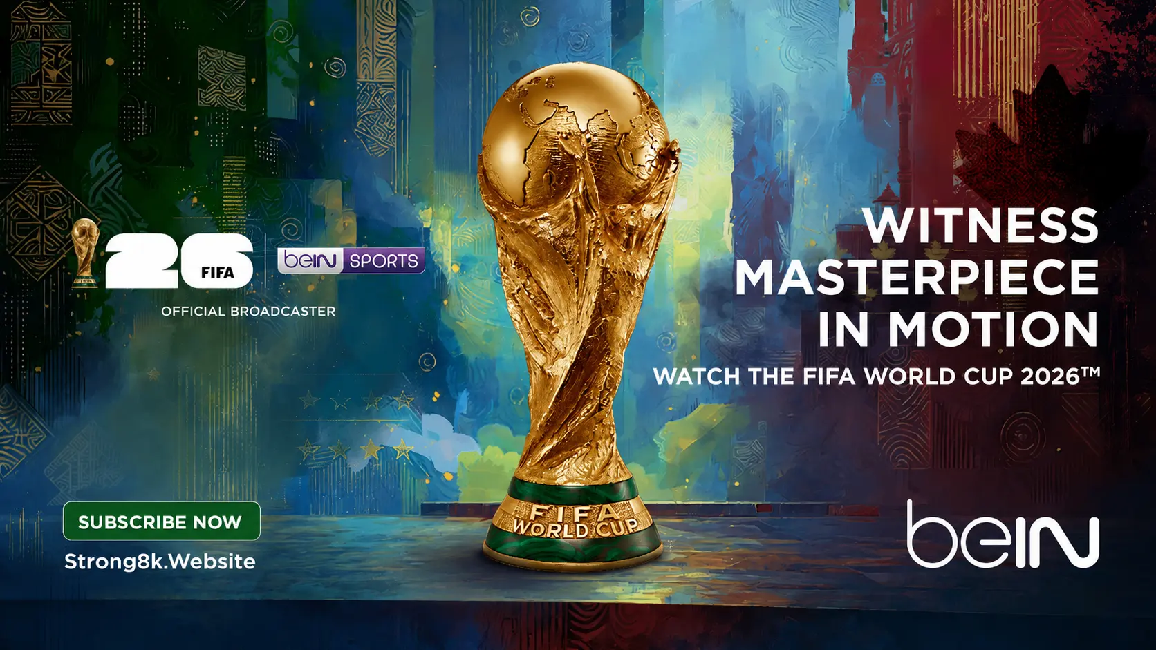 FIFA World Cup 2026 trophy promotional banner